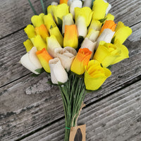 Deluxe Yellow Sunshine Themed Wooden Rose Flower Bouquet - The Original Wooden Rose