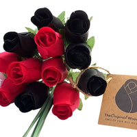 The Original Wooden Rose Black and Red Wooden Rose Bouquet (1 Dozen) - The Original Wooden Rose