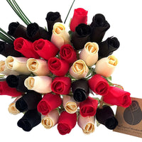 The Original Wooden Rose, Red, Black and White Wooden Rose Bouquet (3 Dozen) - The Original Wooden Rose