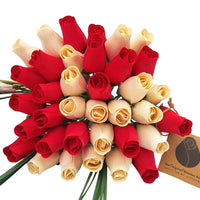 The Original Wooden Rose Valentines Day Red and White Flower Bouquet (3 Dozen) - The Original Wooden Rose