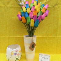 The Original Wooden Rose Spring Light Blue, Yellow, Lavender, Green, Orange and, Pink. 3 Dozen - The Original Wooden Rose