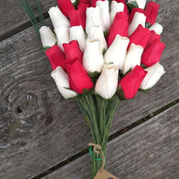 The Original Wooden Rose Valentines Day Red and White Flower Bouquet (3 Dozen) - The Original Wooden Rose