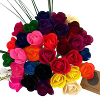 The Original Wooden Rose Bouquet of 32 Assorted Colors Half Open Roses Great for Mothers Day, Valentines Day - The Original Wooden Rose