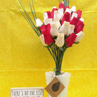 The Original Wooden Rose Valentines Day Red and White Flower Bouquet (3 Dozen) - The Original Wooden Rose