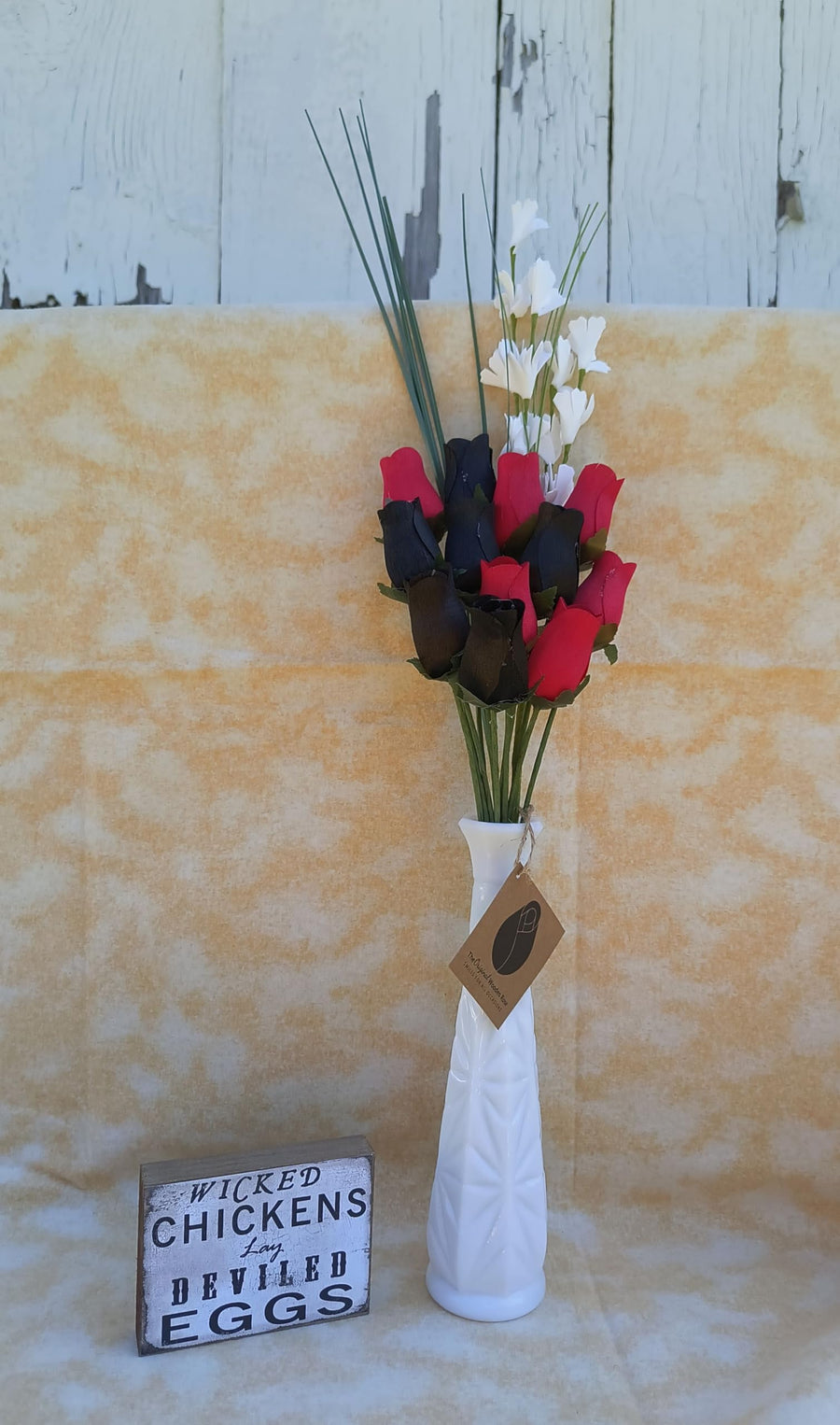 The Original Wooden Rose Black and Red Wooden Rose Bouquet (1 Dozen) - The Original Wooden Rose