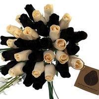 The Original Wooden Rose, Black and White Wooden Rose Bouquet (3 Dozen) - The Original Wooden Rose