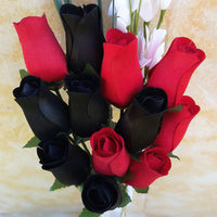 The Original Wooden Rose Black and Red Wooden Rose Bouquet (1 Dozen) - The Original Wooden Rose