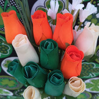 The Original Wooden Rose Irish Flag Saint Patty Day Green, Orange and White Wooden Rose Bouquet Closed Bud Roses (1 Dozen) - The Original Wooden Rose