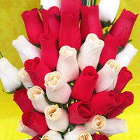 The Original Wooden Rose Valentines Day Red and White Flower Bouquet (3 Dozen) - The Original Wooden Rose