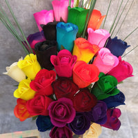 The Original Wooden Rose Bouquet of 32 Assorted Colors Half Open Roses Great for Mothers Day, Valentines Day - The Original Wooden Rose