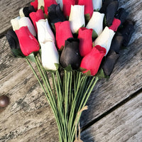 The Original Wooden Rose, Red, Black and White Wooden Rose Bouquet (3 Dozen) - The Original Wooden Rose