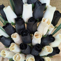 The Original Wooden Rose, Black and White Wooden Rose Bouquet (3 Dozen) - The Original Wooden Rose