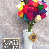 The Original Wooden Rose Bouquet of 32 Assorted Colors Half Open Roses Great for Mothers Day, Valentines Day - The Original Wooden Rose