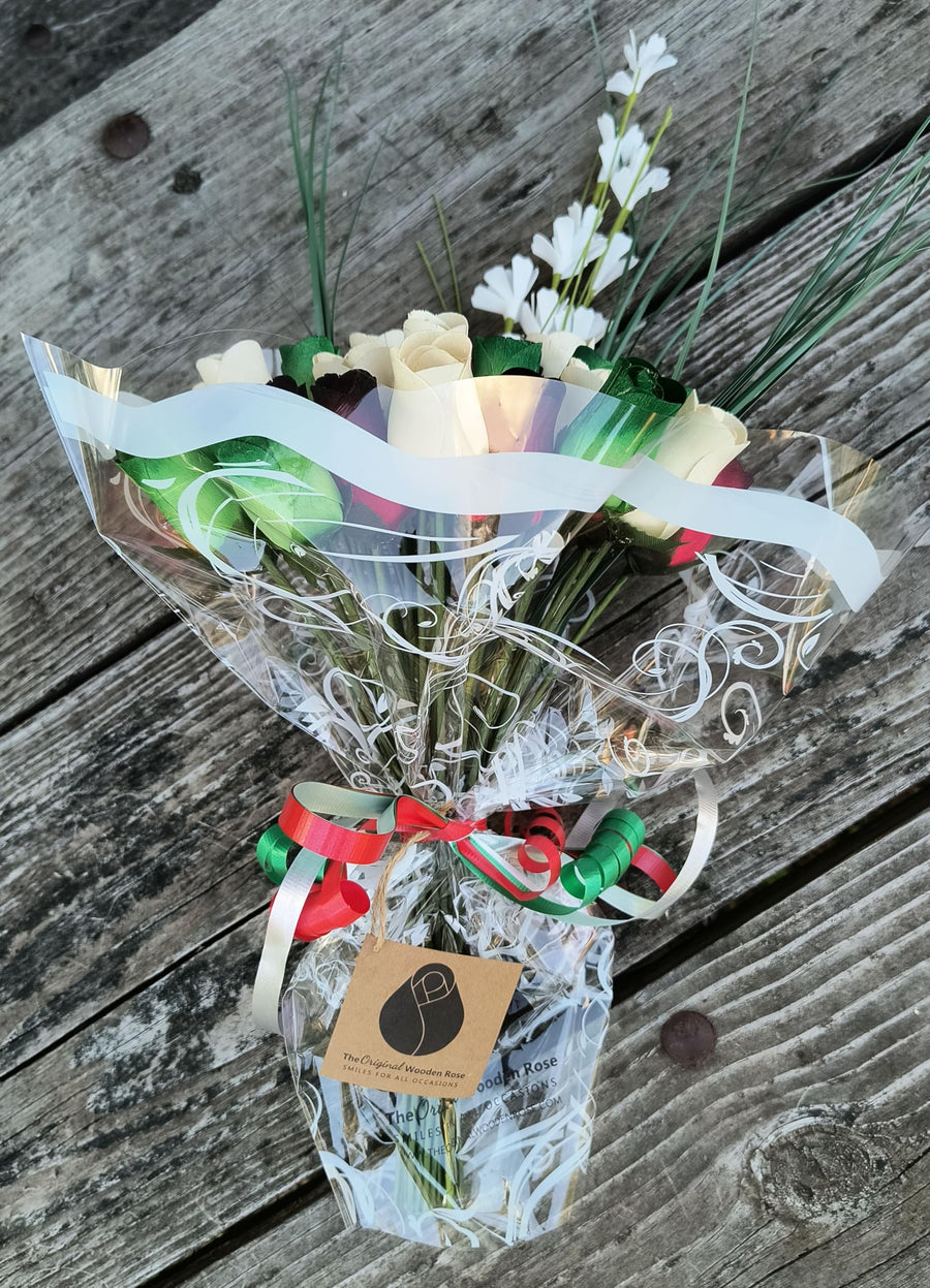 Primitive Christmas Flower Bouquet - The Original Wooden Rose