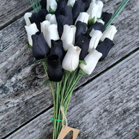 The Original Wooden Rose, Black and White Wooden Rose Bouquet (3 Dozen) - The Original Wooden Rose