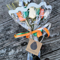 The Original Wooden Rose Irish Flag Saint Patty Day Green, Orange and White Wooden Rose Bouquet Closed Bud Roses (1 Dozen) - The Original Wooden Rose