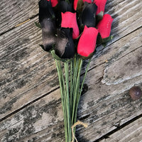 The Original Wooden Rose Black and Red Wooden Rose Bouquet (1 Dozen) - The Original Wooden Rose