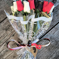 The Original Wooden Rose, Red, Black and White Wooden Rose Bouquet (3 Dozen) - The Original Wooden Rose