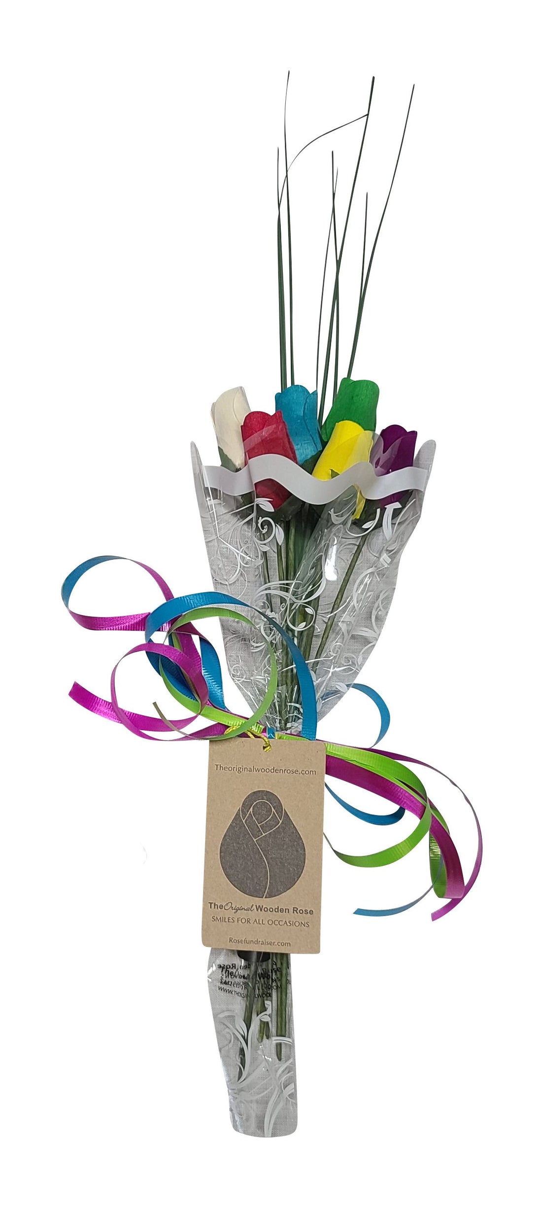 Vibrant Assorted Colors Wooden Rose Flower Bouquet