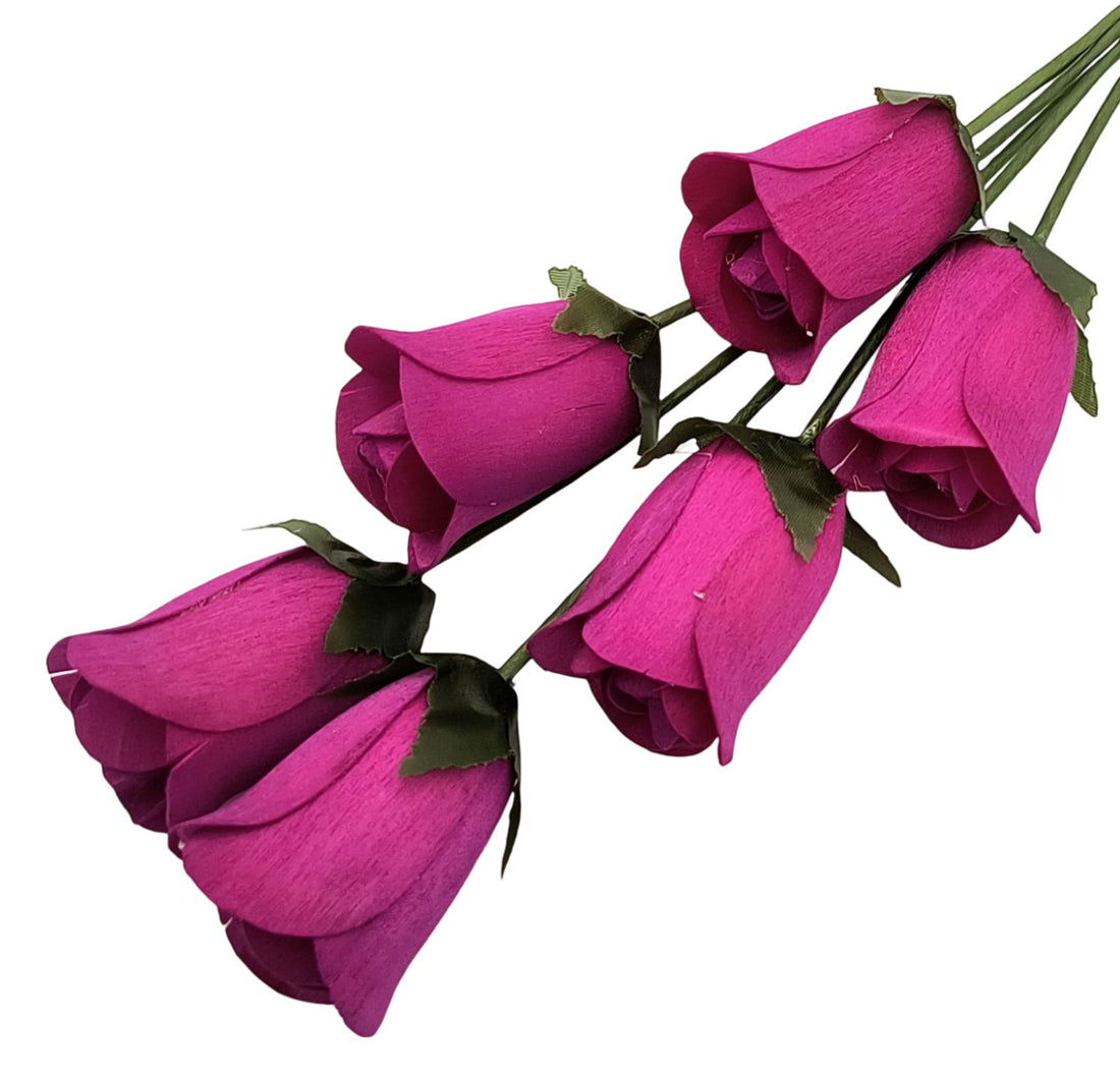 Violet Half Open Roses 6-Pack