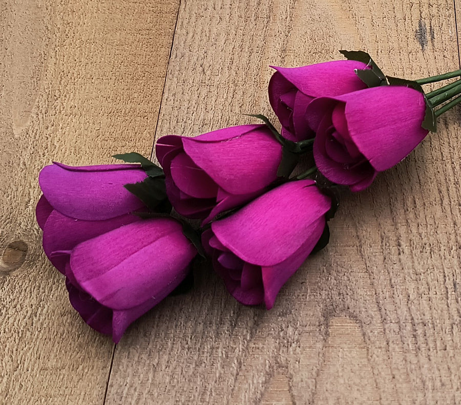 Violet Half Open Roses 6-Pack