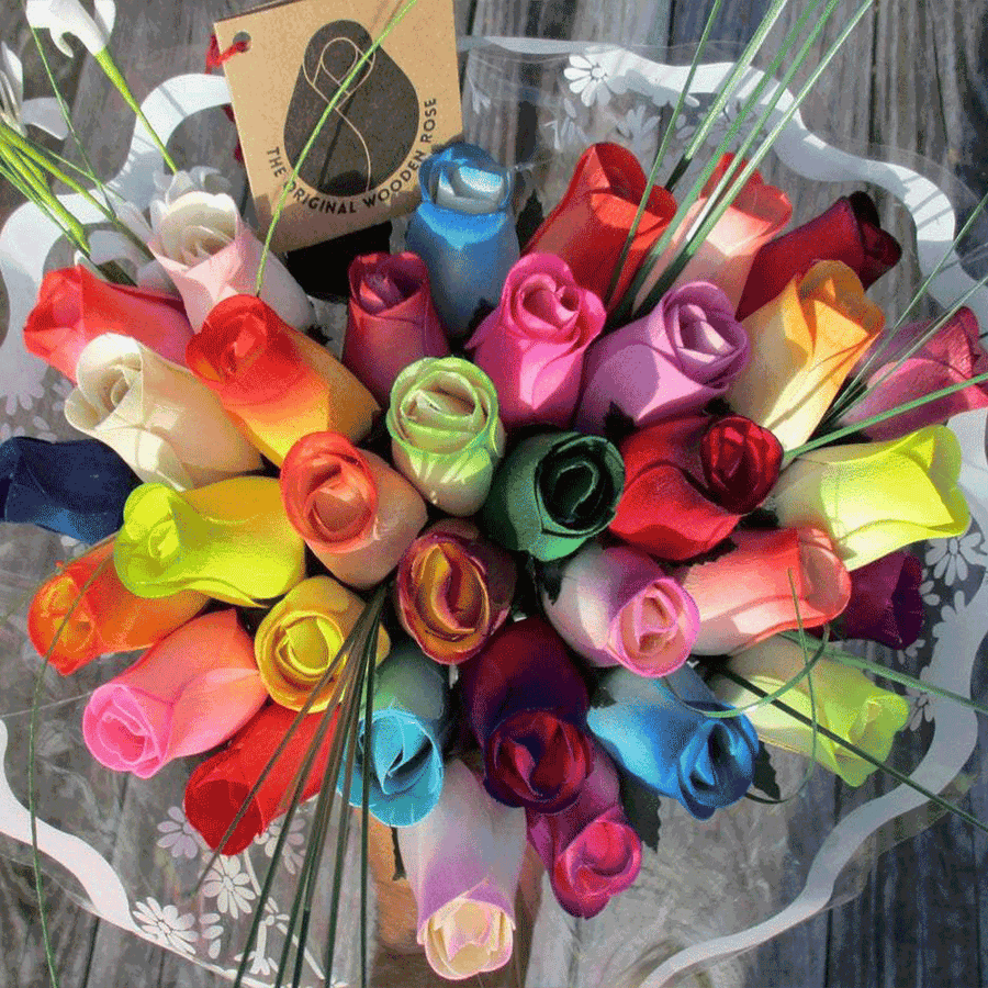 Fully Custom Closed bud Bouquets - The Original Wooden Rose