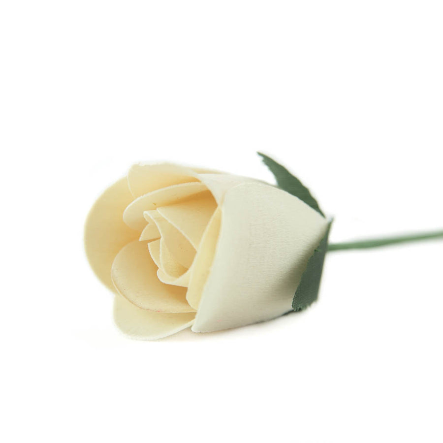 White Half Open Roses 6-Pack - The Original Wooden Rose