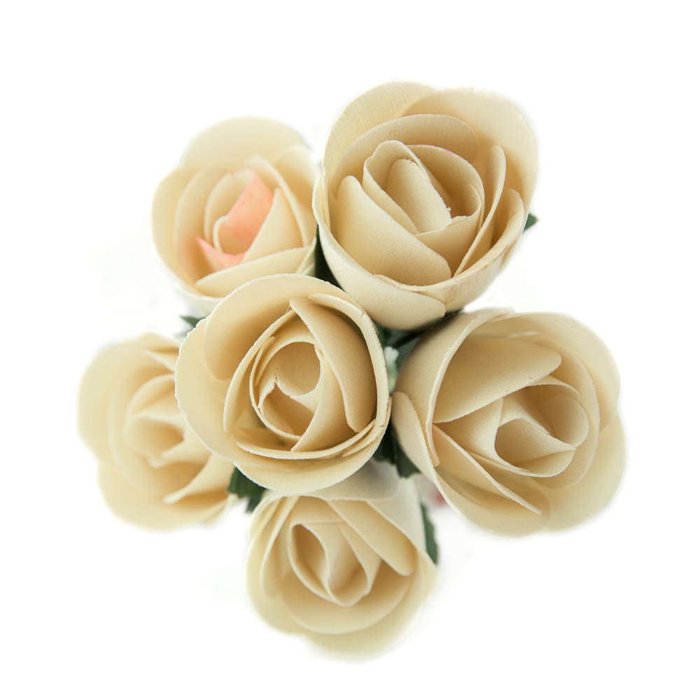 White Half Open Roses 6-Pack - The Original Wooden Rose