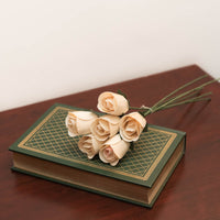 White Half Open Roses 6-Pack - The Original Wooden Rose