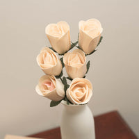 White Half Open Roses 6-Pack - The Original Wooden Rose