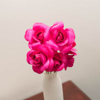 Hot Pink Fully Open Roses 6-Pack - The Original Wooden Rose