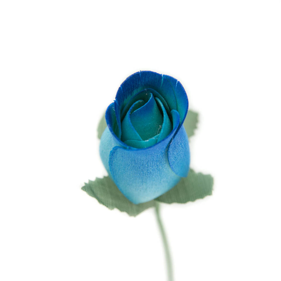 Blue/Dark Blue Closed Bud Roses 8-Pack - The Original Wooden Rose