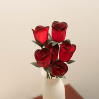 Red/Black Half Open Roses 6-Pack - The Original Wooden Rose