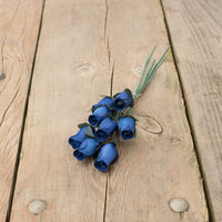 Navy Blue Closed Bud Roses 8-Pack - The Original Wooden Rose