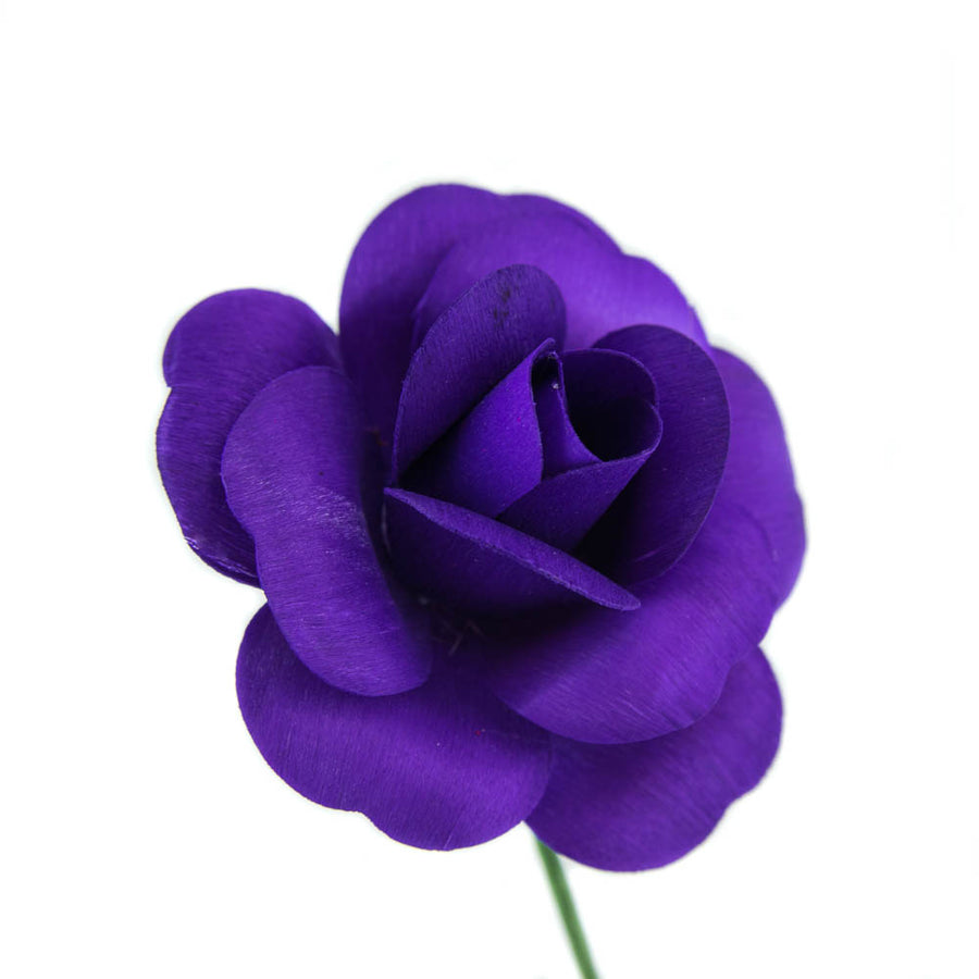 Purple Fully Open Roses 6-Pack - The Original Wooden Rose