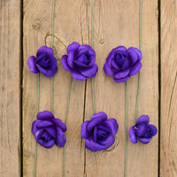 Purple Fully Open Roses 6-Pack - The Original Wooden Rose