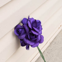 Purple Fully Open Roses 6-Pack - The Original Wooden Rose