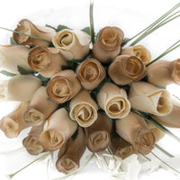 50 Year Anniversary Gold and White Flower Bouquet - The Original Wooden Rose